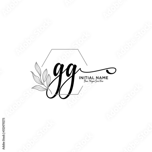 Initial letter GG beauty handwriting logo vector