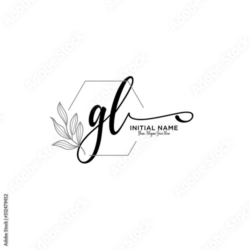 Initial letter GL beauty handwriting logo vector