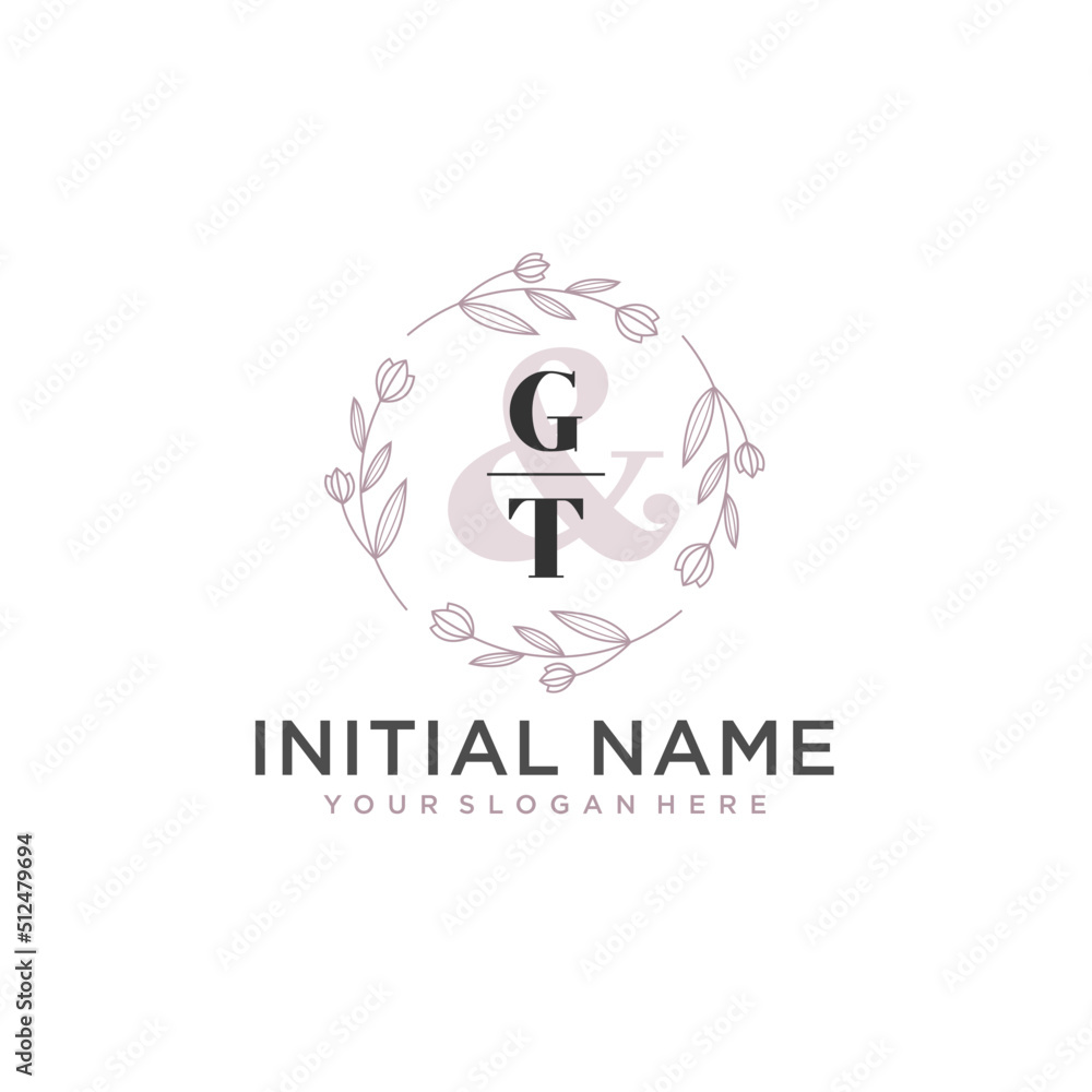 Initial letter GT beauty handwriting logo vector Initial letter GT beauty handwriting logo vector