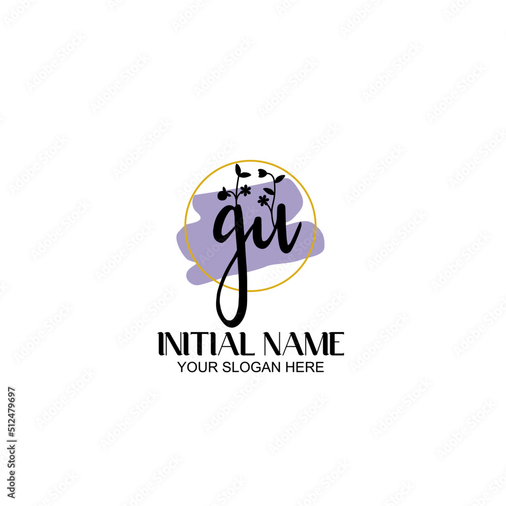 Initial letter GU beauty handwriting logo vector Initial letter GU beauty handwriting logo vector