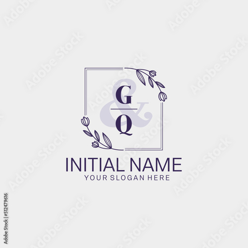 Initial letter GQ beauty handwriting logo vector