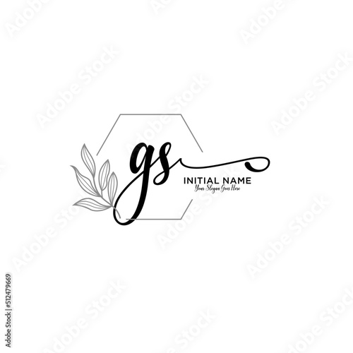 Initial letter GS beauty handwriting logo vector