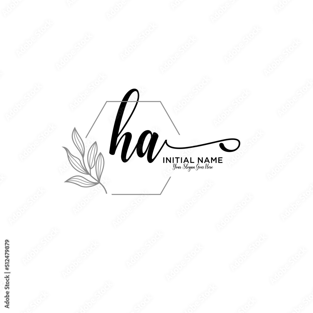 Fototapeta premium Initial letter HA beauty handwriting logo vector