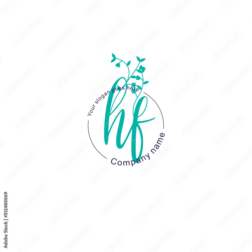 Initial letter HF beauty handwriting logo vector Initial letter HF beauty handwriting logo vector