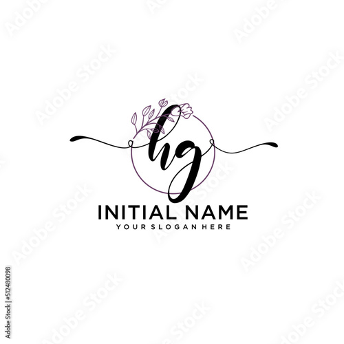 Initial letter HG beauty handwriting logo vector