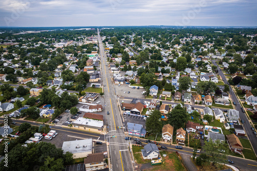 Obraz na plátně Aerial Drone of Homes in Edison New Jersey
