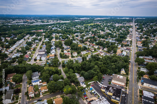 Fototapeta Naklejka Na Ścianę i Meble -  Aerial Drone of Homes in Edison New Jersey 