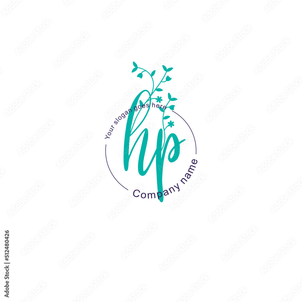 Initial letter HP beauty handwriting logo vector Initial letter HP beauty handwriting logo vector