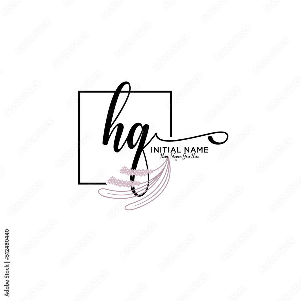 Initial letter HQ beauty handwriting logo vector Initial letter HQ beauty handwriting logo vector