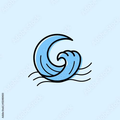 letter g from with ocean wave sea badge logo vector illustration