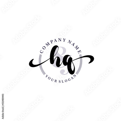 HQ Initial handwriting logo vector. Hand lettering for designs.