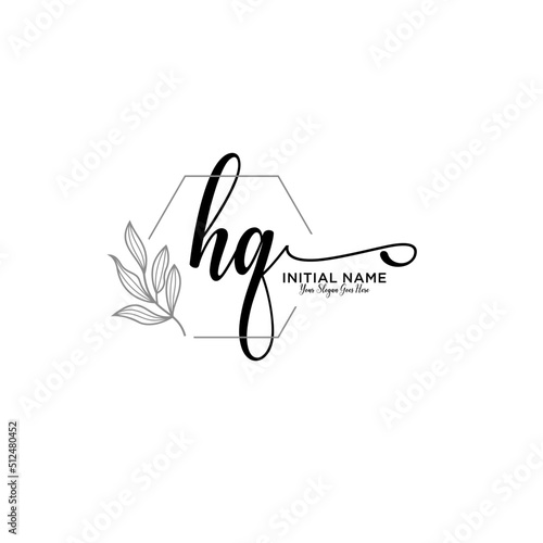 Initial letter HQ beauty handwriting logo vector