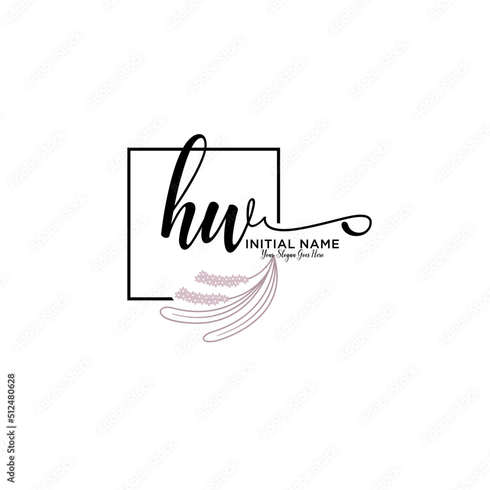 Initial letter HW beauty handwriting logo vector Stock Vector | Adobe Stock