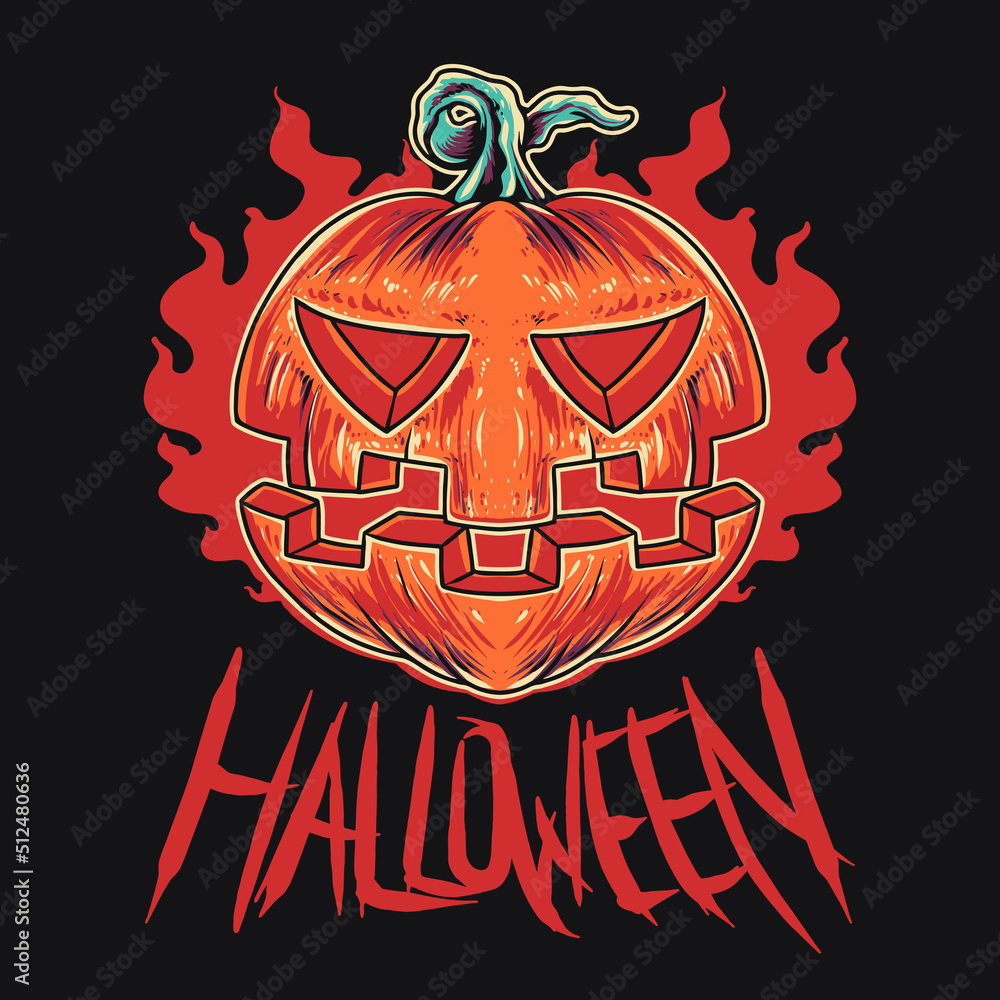 Pumpkin Halloween Fire Vector Illustration