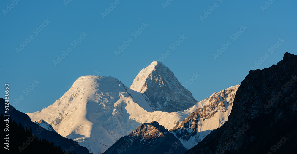 Khan Tengri (King of Heaven) Peak in the early morning