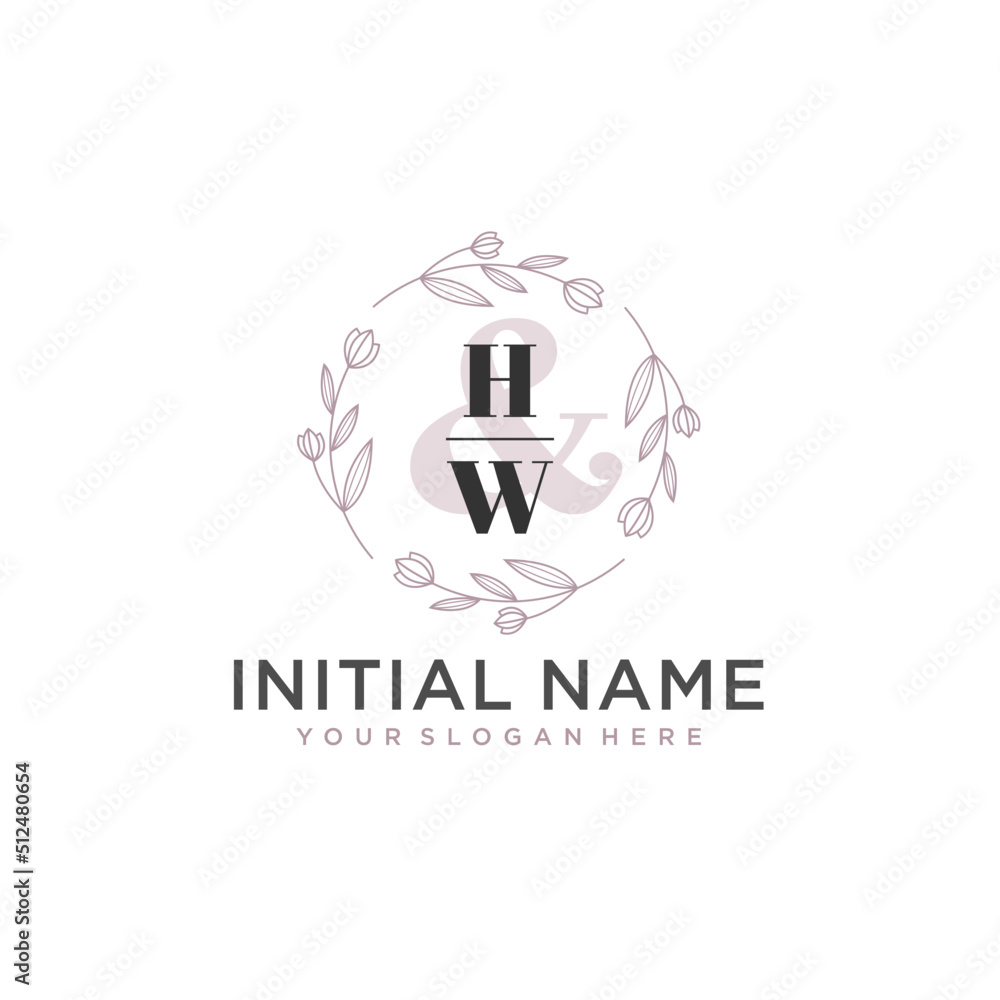Initial letter HW beauty handwriting logo vector