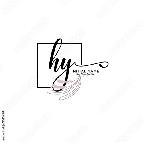 Initial letter HY beauty handwriting logo vector photo