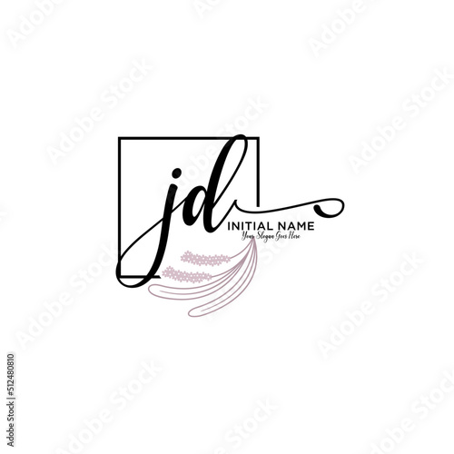 Initial letter JD beauty handwriting logo vector