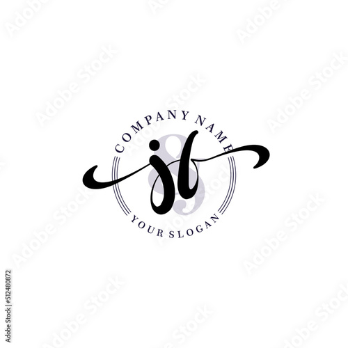 Initial letter JF beauty handwriting logo vector