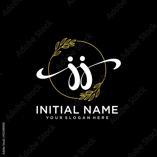 JJ Initial handwriting logo vector. Hand lettering for designs.