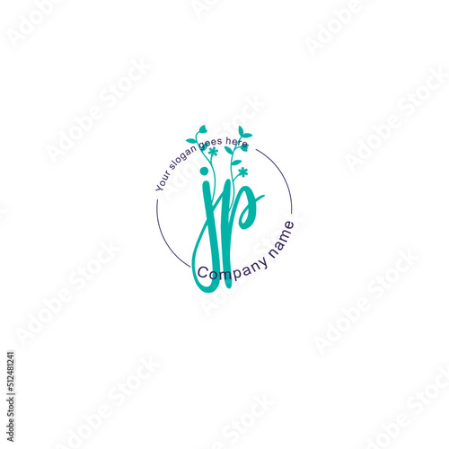 Initial letter JP beauty handwriting logo vector