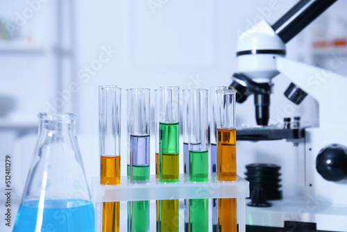 Test tubes with samples in ...