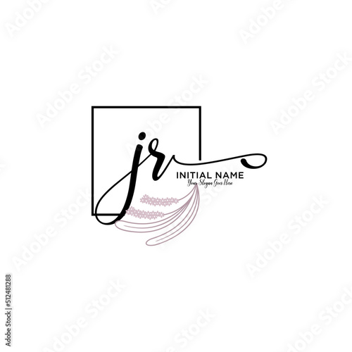 Initial letter JR beauty handwriting logo vector