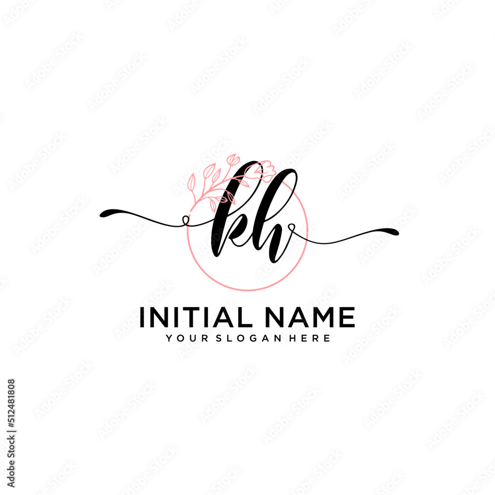 Initial letter KH beauty handwriting logo vector Initial letter KH beauty handwriting logo vector