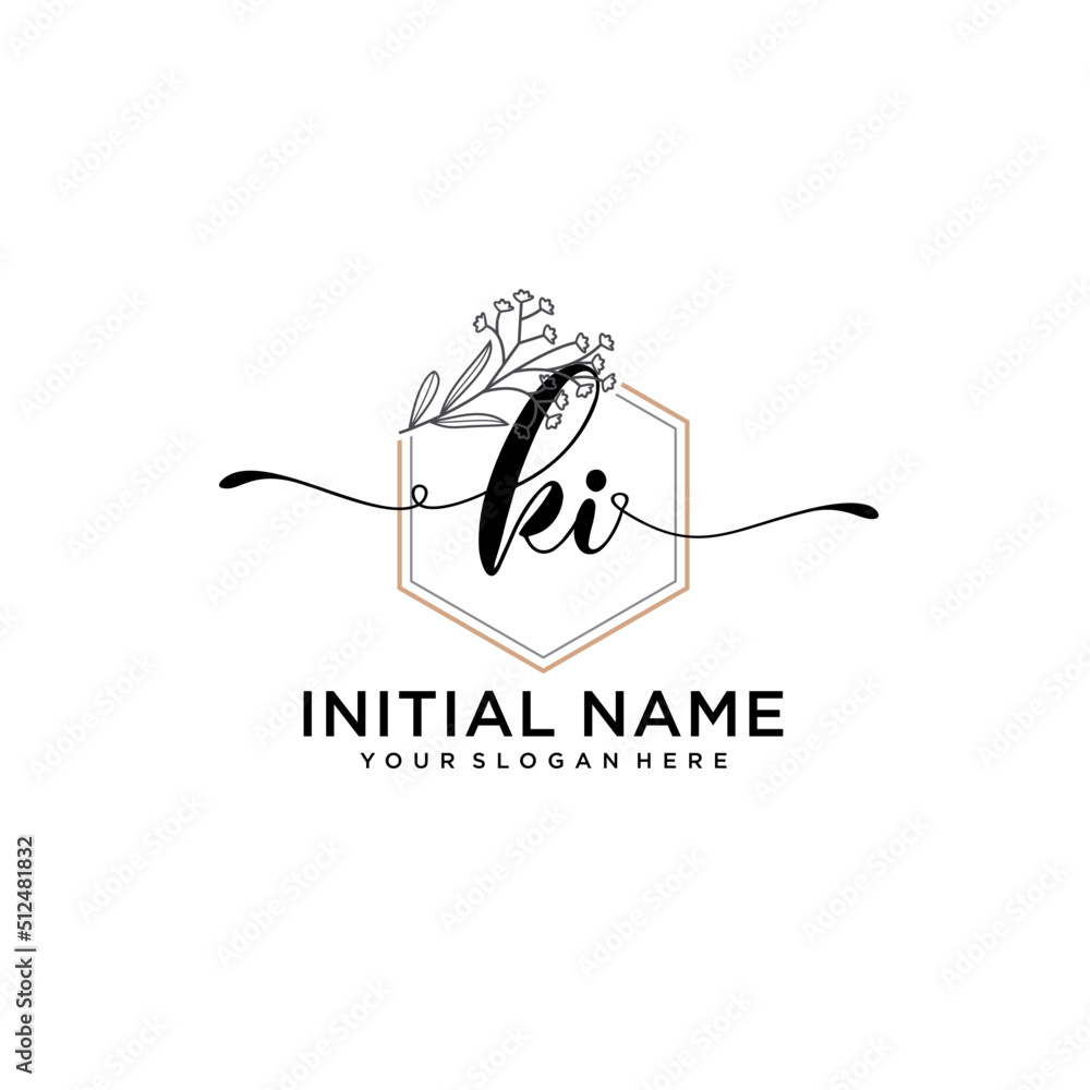Initial letter KI beauty handwriting logo vector Initial letter KI beauty handwriting logo vector