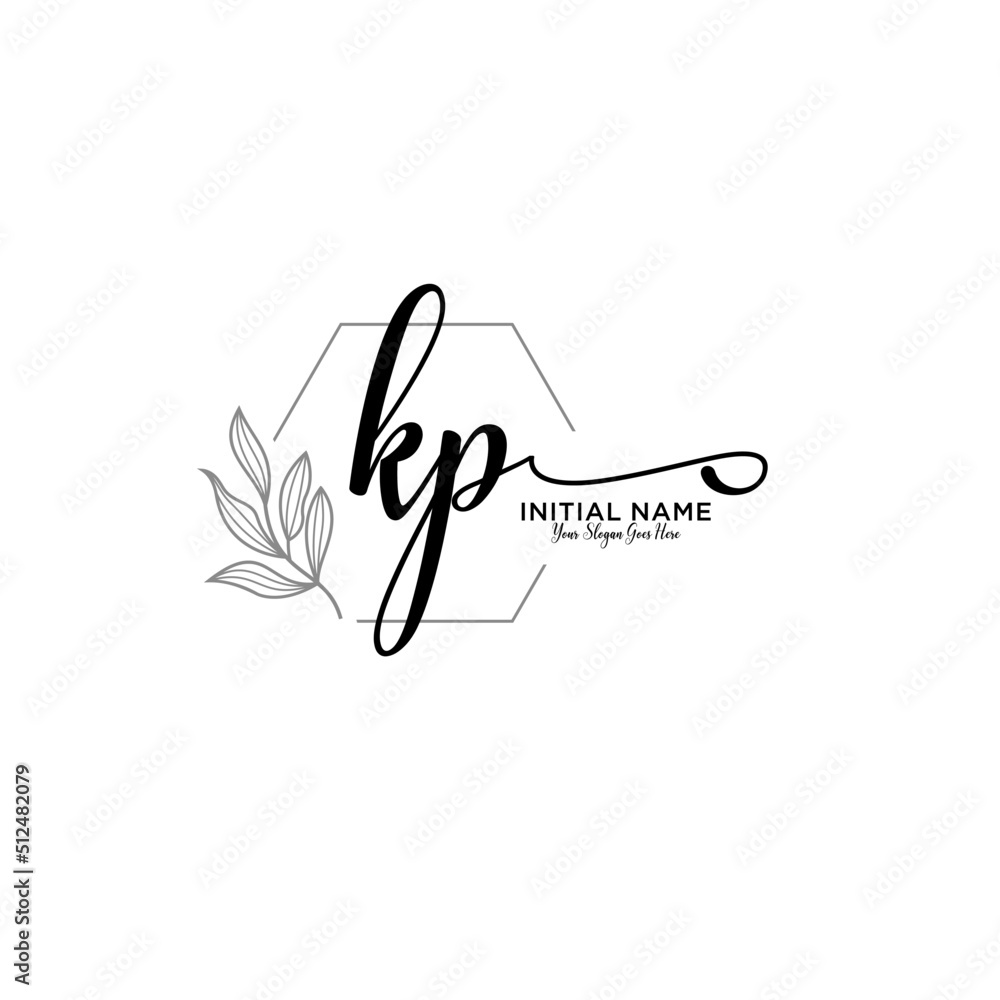 Initial letter KP beauty handwriting logo vector Initial letter KP beauty handwriting logo vector