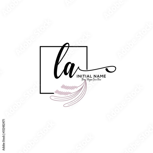 Initial letter LA beauty handwriting logo vector