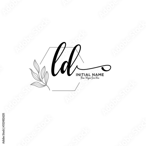 Initial letter LD beauty handwriting logo vector
