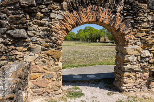 Fototapeta Naklejka Na Ścianę i Meble -  Remains of Arched Doorways at Mission San Francisco de la Espada, San Antonio, Texas, USA