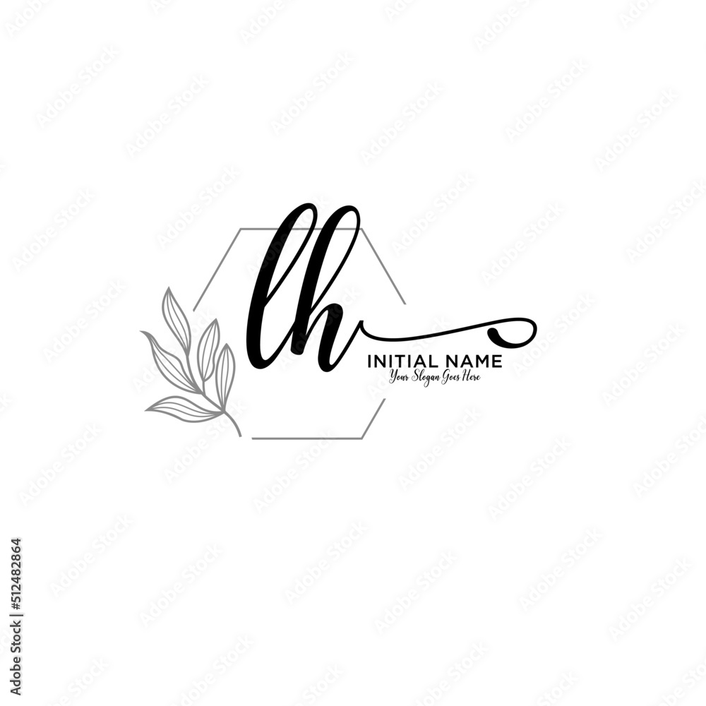 Initial letter LH beauty handwriting logo vector