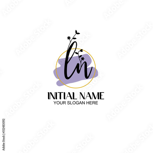 Initial letter LN beauty handwriting logo vector