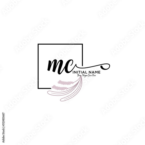 Initial letter MC beauty handwriting logo vector