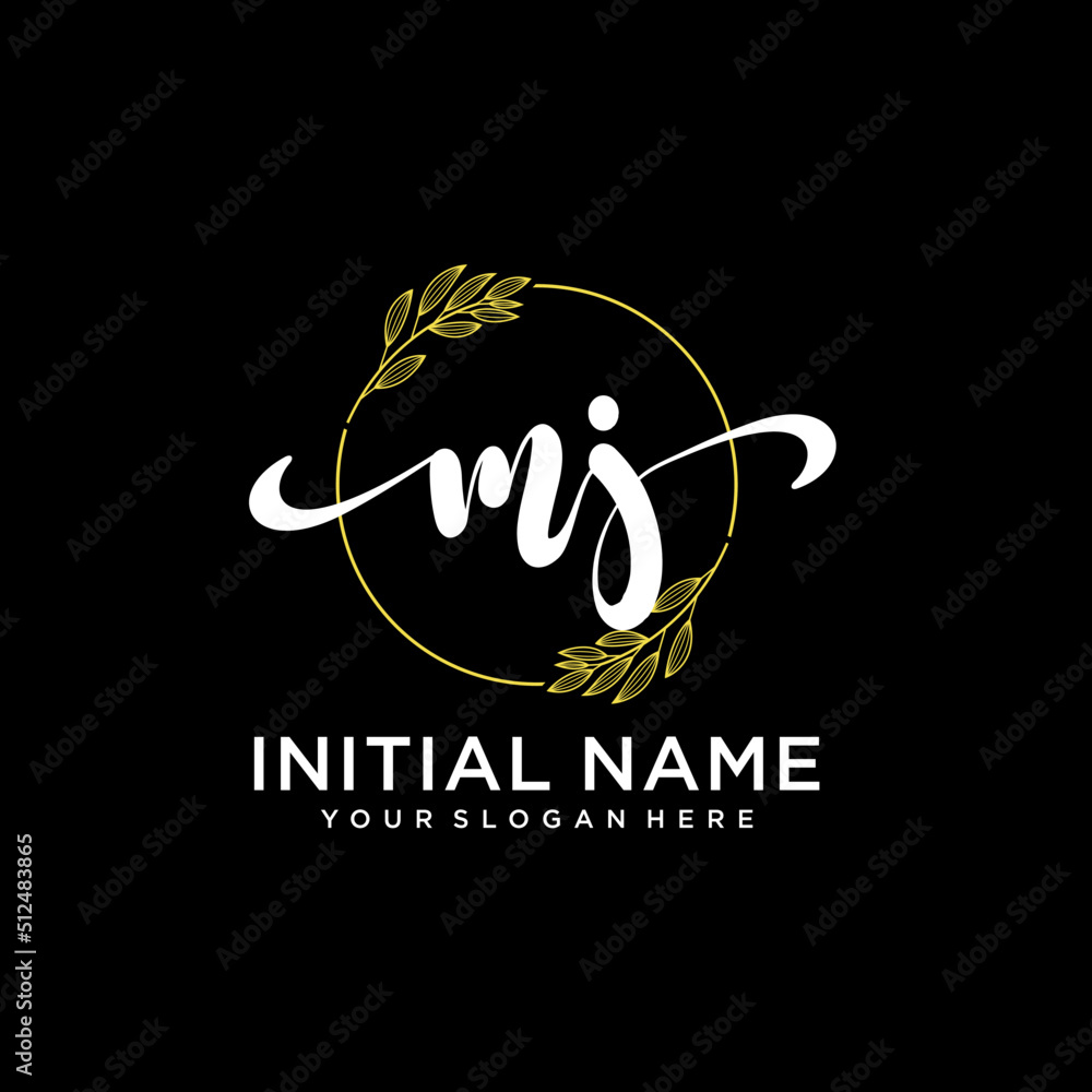 MJ Initial handwriting logo vector. Hand lettering for designs. MJ Initial handwriting logo vector. Hand lettering for designs.