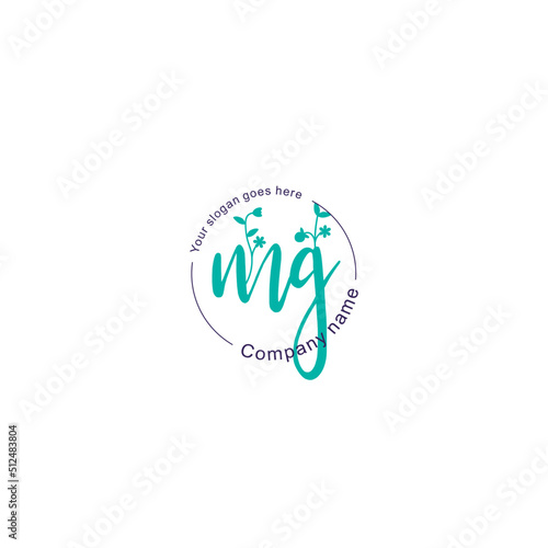 Initial letter MG beauty handwriting logo vector