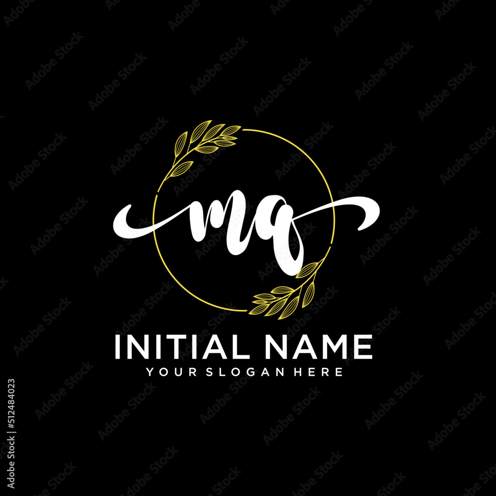 MQ Initial handwriting logo vector. Hand lettering for designs.