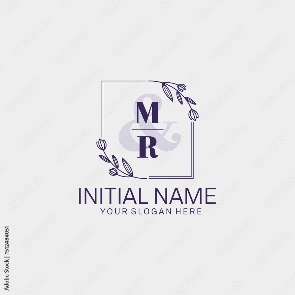 Initial letter MR beauty handwriting logo vector