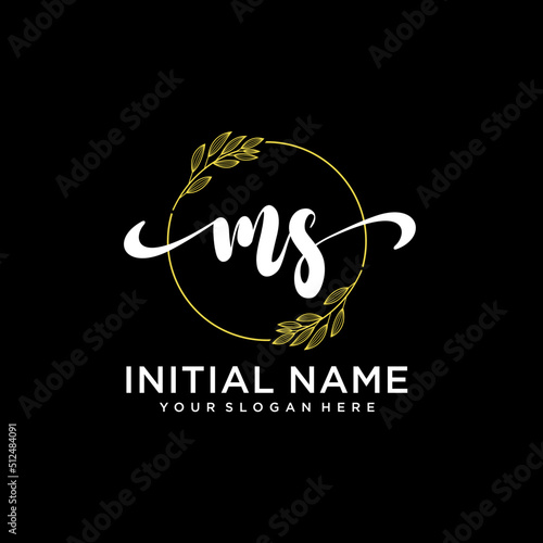 MS Initial handwriting logo vector. Hand lettering for designs.