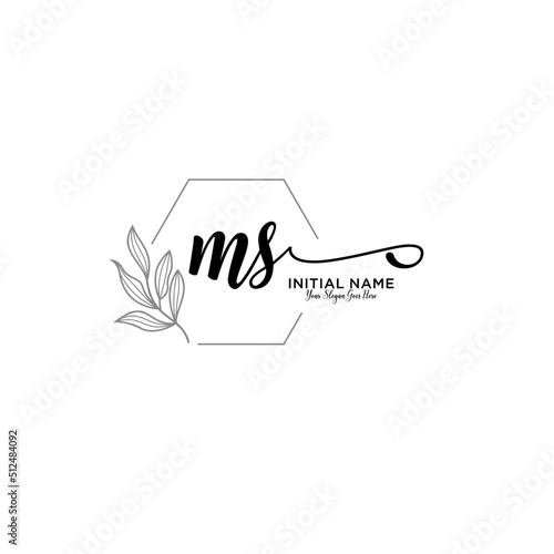 Initial letter MS beauty handwriting logo vector