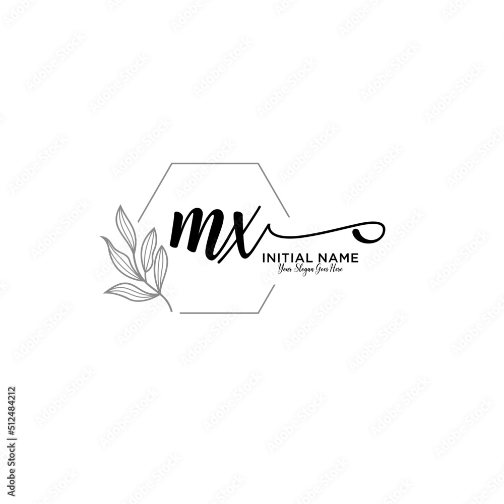 Initial letter MX beauty handwriting logo vector Initial letter MX beauty handwriting logo vector