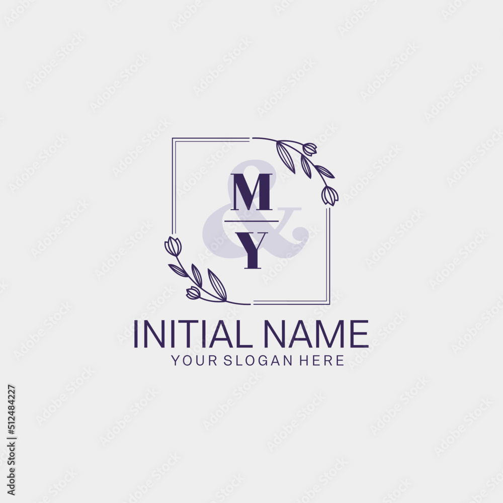 Initial letter MY beauty handwriting logo vector