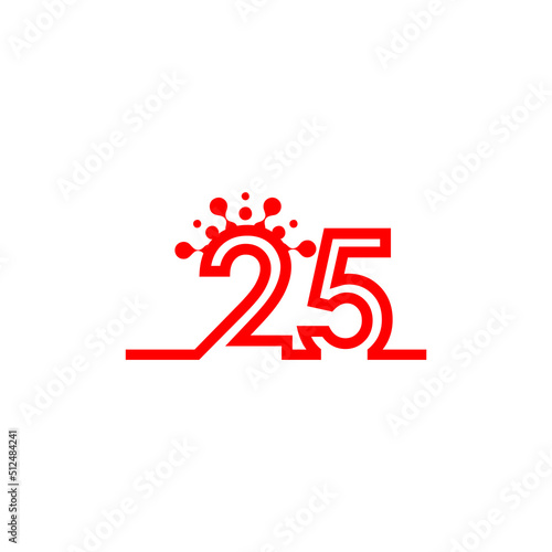 Logo 25 with molekul in the numer 2 vector