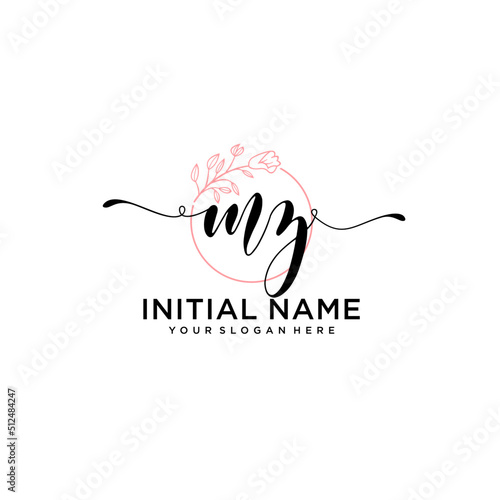 Initial letter MZ beauty handwriting logo vector photo