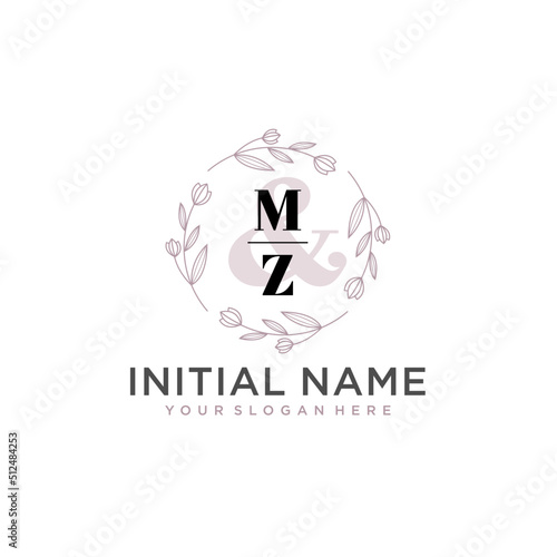 Initial letter MZ beauty handwriting logo vector
