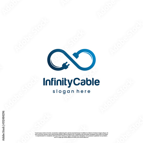 infinity symbol combine with socket logo, infinity cable logo icon template