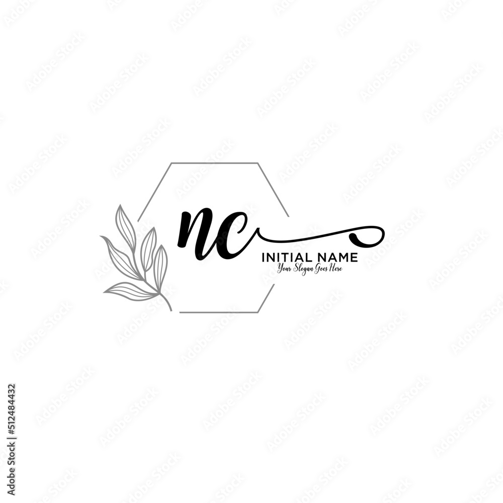 Initial letter NC beauty handwriting logo vector Initial letter NC beauty handwriting logo vector