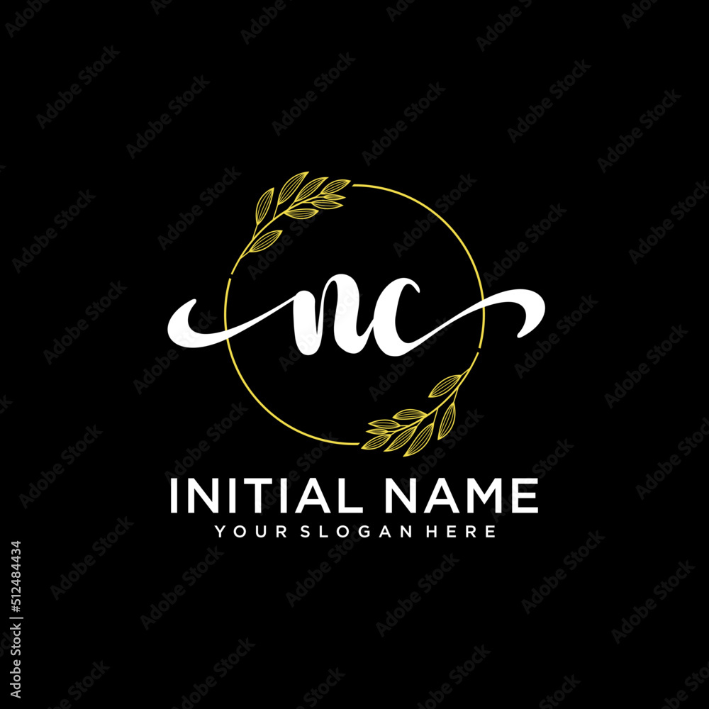 NC Initial handwriting logo vector. Hand lettering for designs. NC Initial handwriting logo vector. Hand lettering for designs.